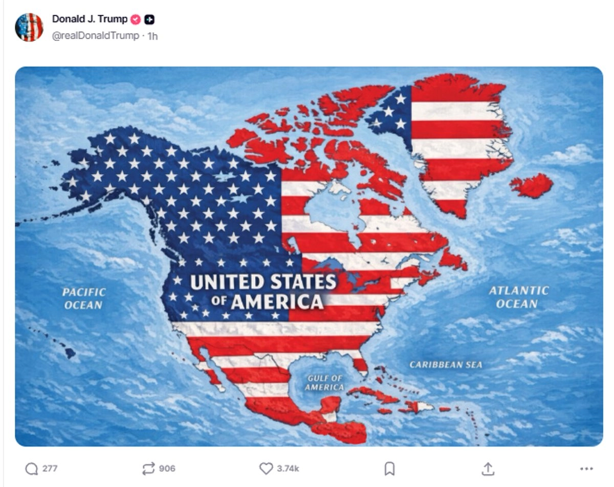 Mapa de Trump. Foto: @realDonaldTrump