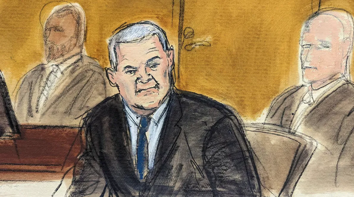 Dibujo de Genaro García Luna en juicio de Nueva York