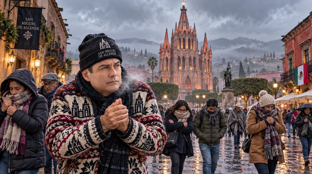 Frío y niebla en San Miguel de Allende