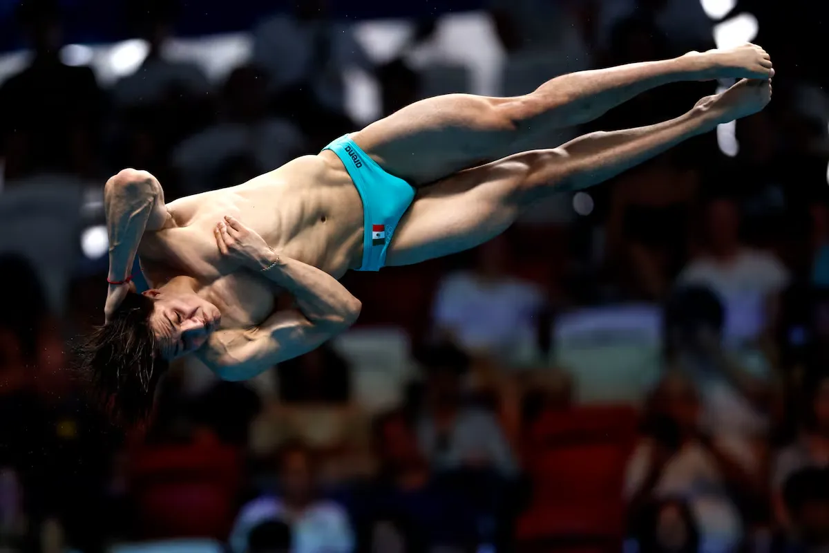 Osmar Olvera Ibarra en acción durante las semifinales del Campeonato Mundial de Natación, en Singapur. Tingshu Wang (REUTERS) copia