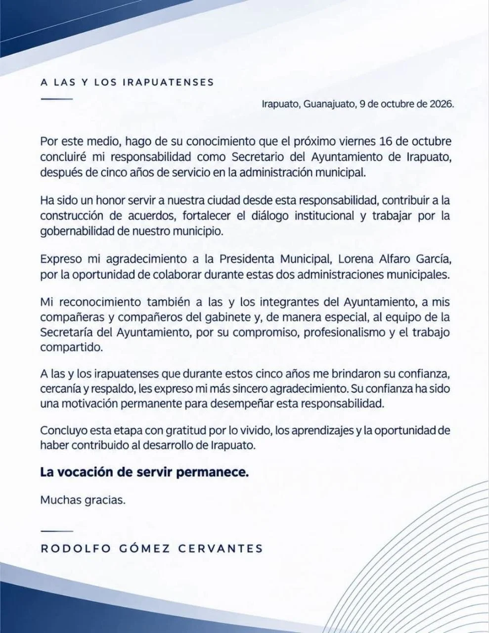 renuncia Irapuato