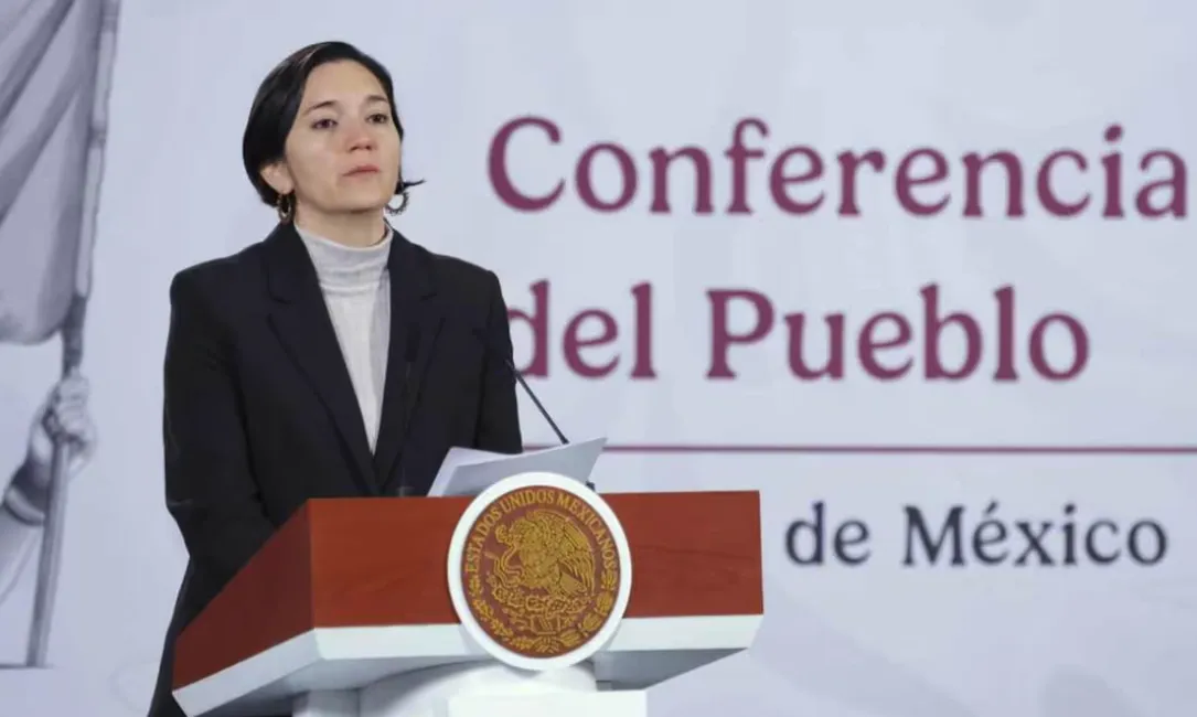 Marcela Figueroa Franco, secretaria Ejecutiva del Sistema Nacional de Seguridad Pública (SESNSP), durante la mañanera del 9 de diciembre del 2025.